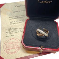 Bague Alliance CARTIER "Trinity" en or blanc, or jaune, or rose et diamants - Castafiore