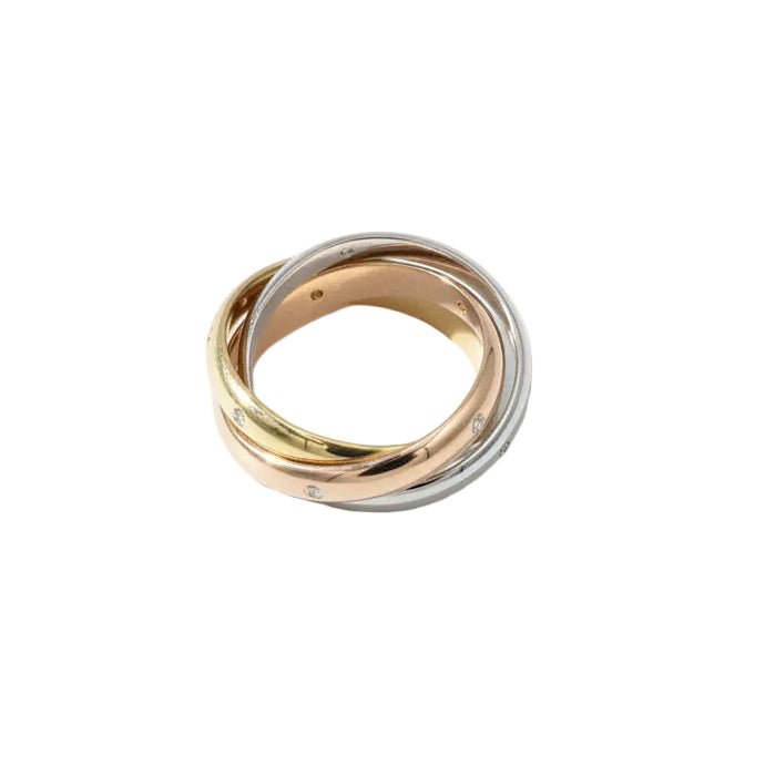 Bague Alliance CARTIER "Trinity" en or blanc, or jaune, or rose et diamants - Castafiore