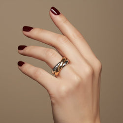 Bague Alliance CARTIER "Trinity" en or blanc, or jaune, or rose et diamants - Castafiore