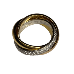 Bague Alliance CARTIER "Trinity" en or blanc, or jaune, or rose et diamants - Castafiore