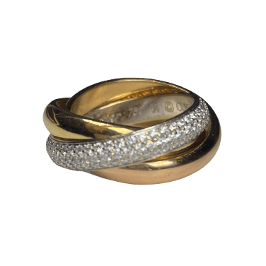 Bague Alliance CARTIER "Trinity" en or blanc, or jaune, or rose et diamants - Castafiore
