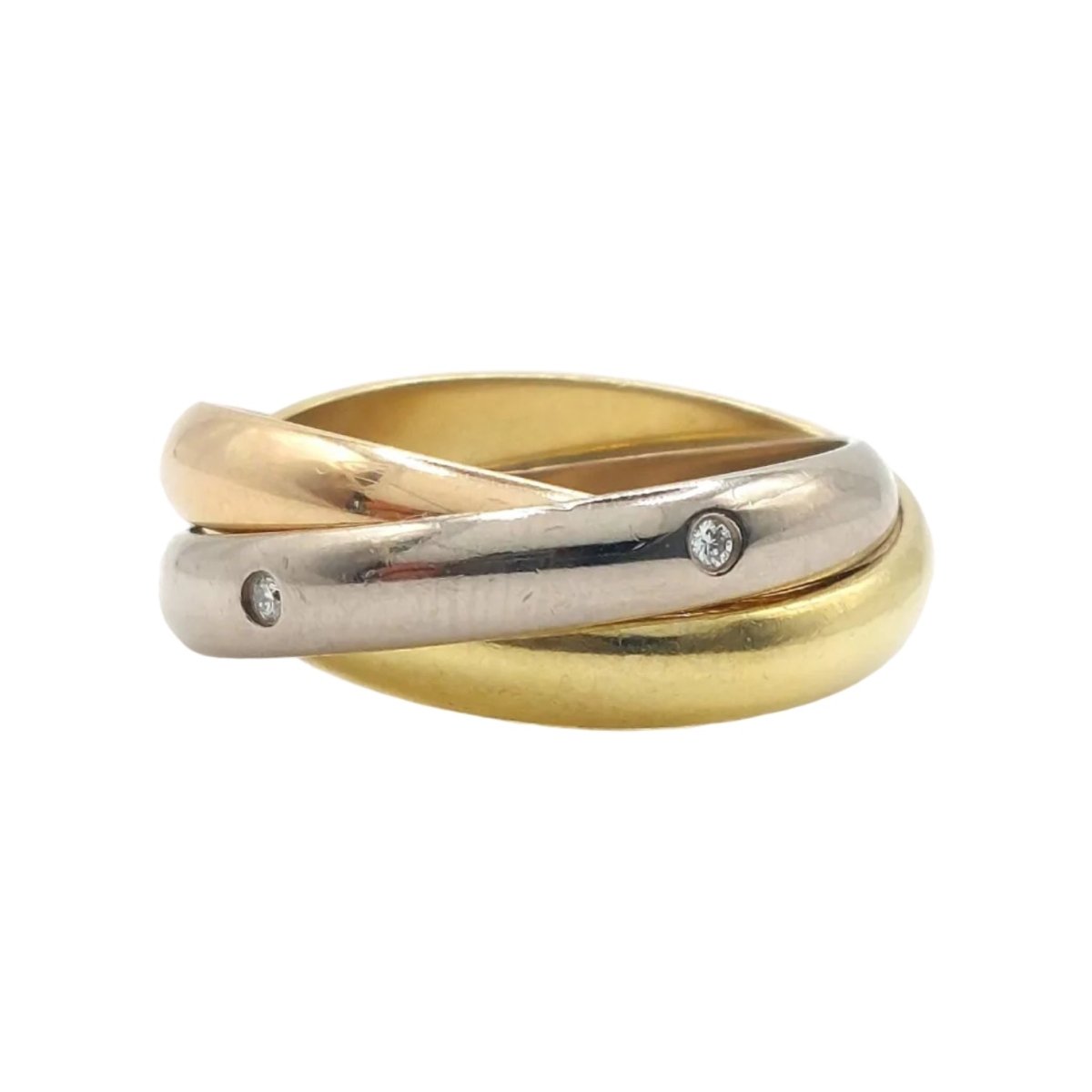 Bague Alliance CARTIER "Trinity" en or blanc, or jaune, or rose et diamants - Castafiore