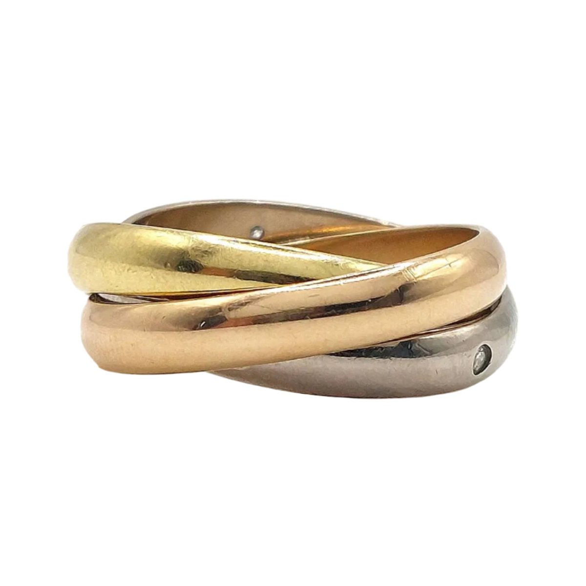 Bague Alliance CARTIER "Trinity" en or blanc, or jaune, or rose et diamants - Castafiore
