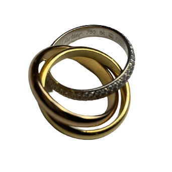 Bague Alliance CARTIER "Trinity" en or blanc, or jaune, or rose et diamants - Castafiore