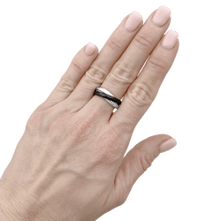 Bague Alliance CARTIER "Trinity" en or blanc, platine, céramique et diamants - Castafiore