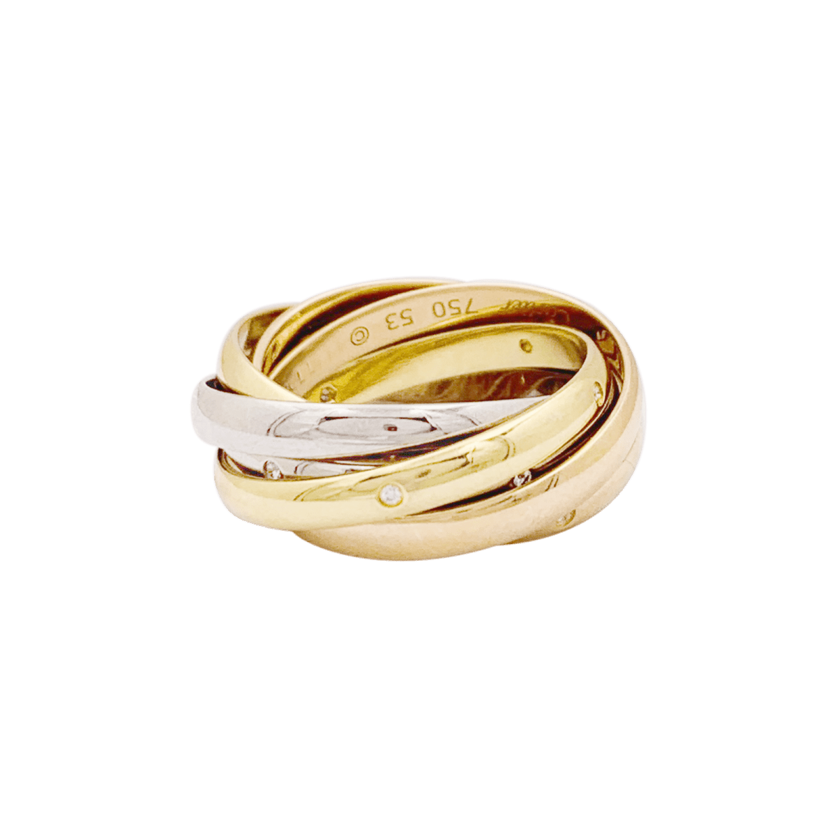 Bague Alliance CARTIER "Trinity" en or jaune, or blanc, or rose et diamants - Castafiore