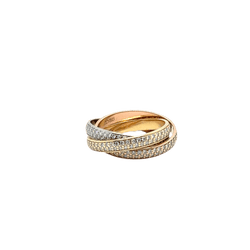 Bague Alliance CARTIER "Trinity" en or jaune, or blanc, or rose et diamants - Castafiore