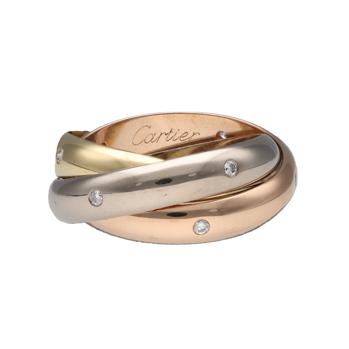 Bague Alliance CARTIER "Trinity" en or jaune, or blanc, or rose et diamants - Castafiore