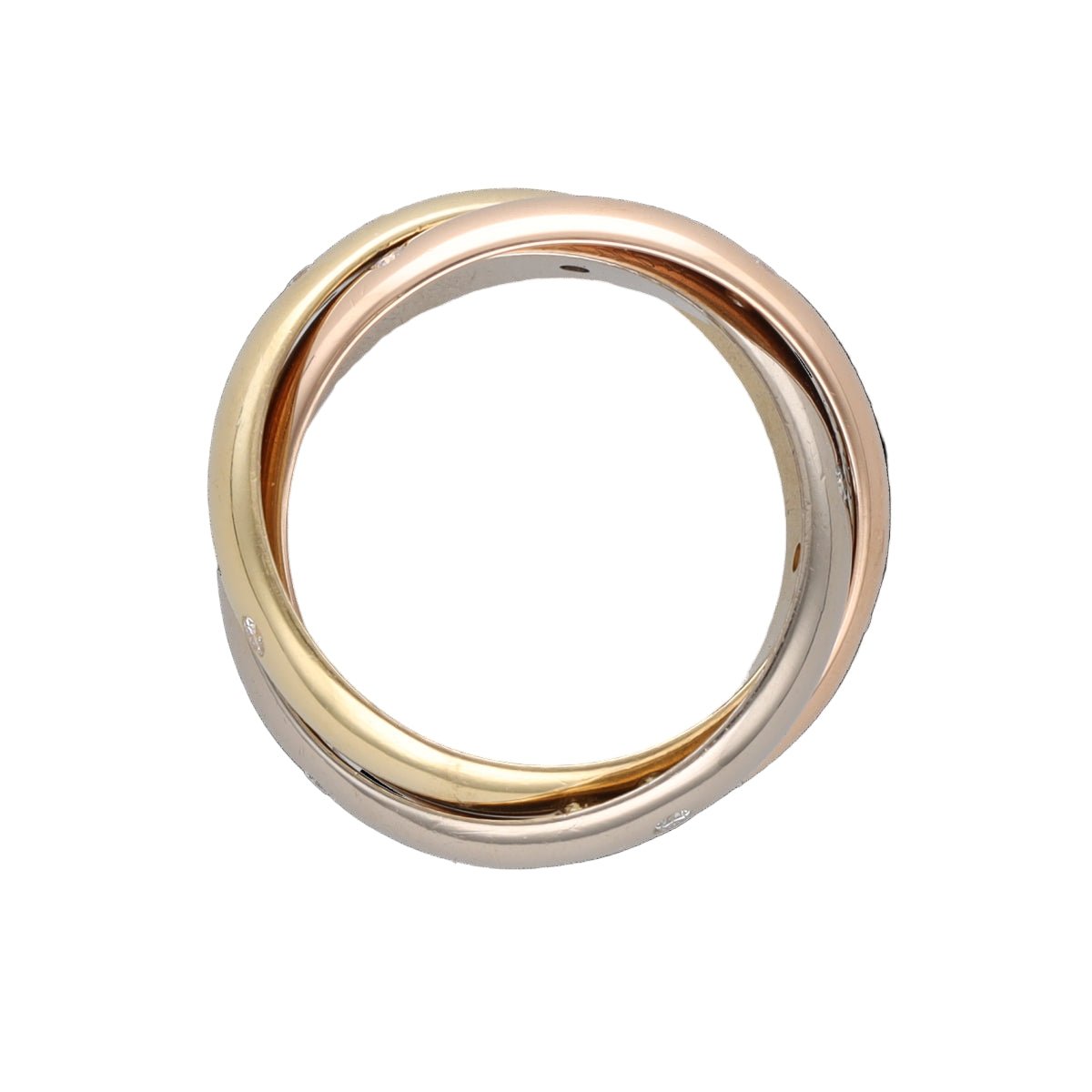 Bague Alliance CARTIER "Trinity" en or jaune, or blanc, or rose et diamants - Castafiore