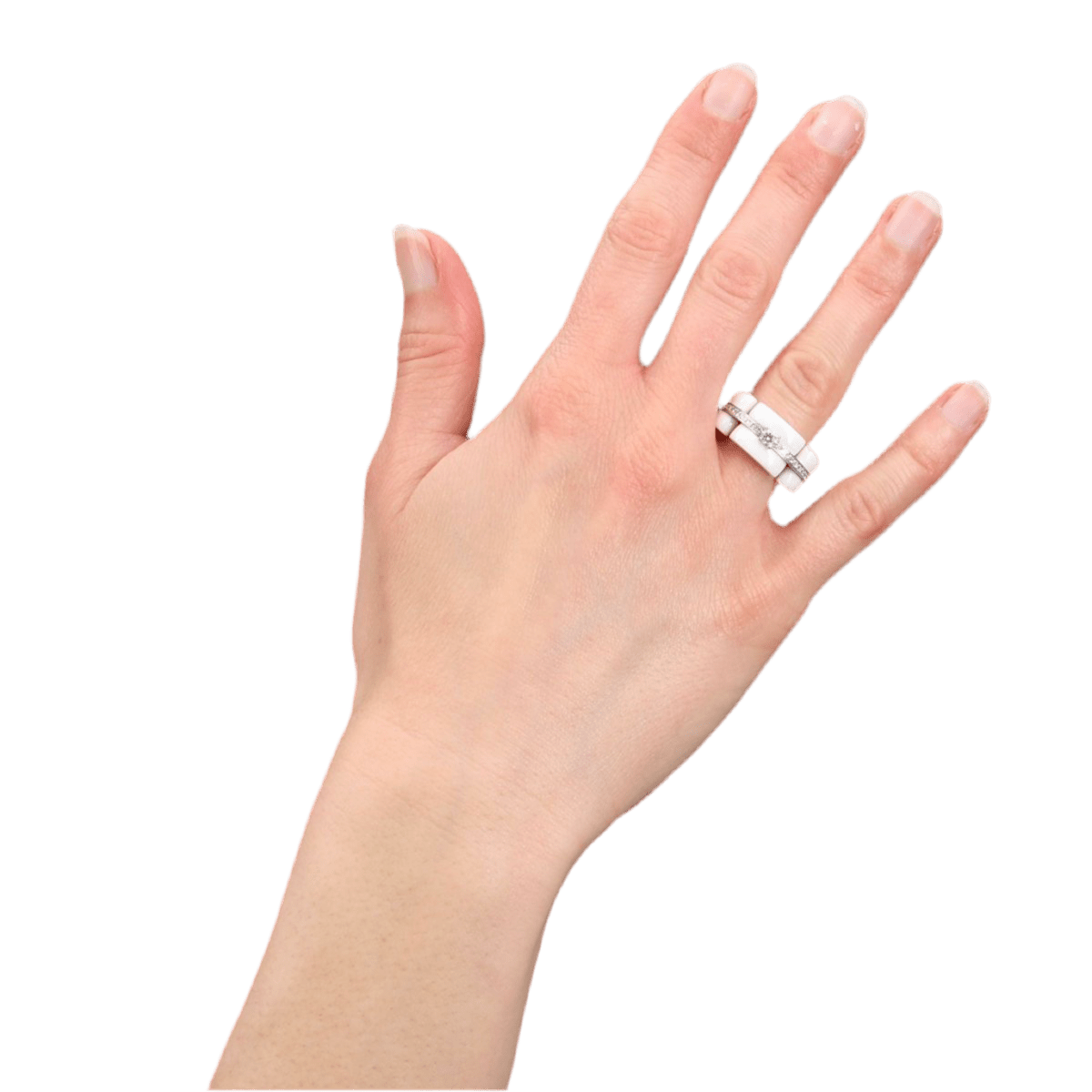 Bague Alliance CHANEL "Ultra" en or blanc, céramique et diamants - Castafiore