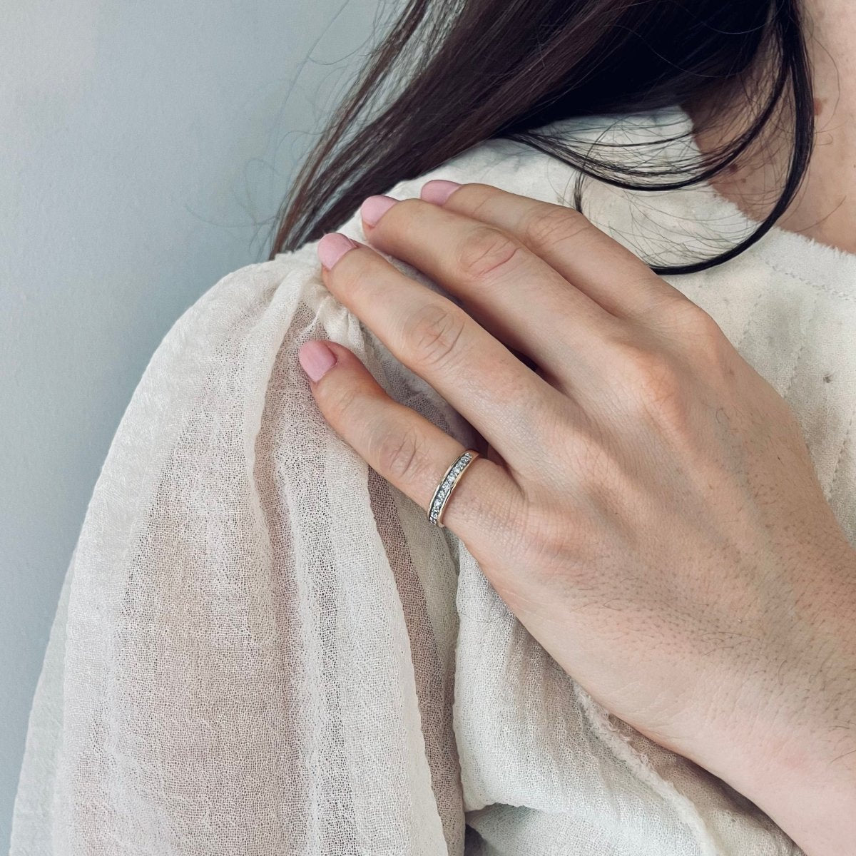 Bague Alliance demi - tour diamants en or jaune - Castafiore