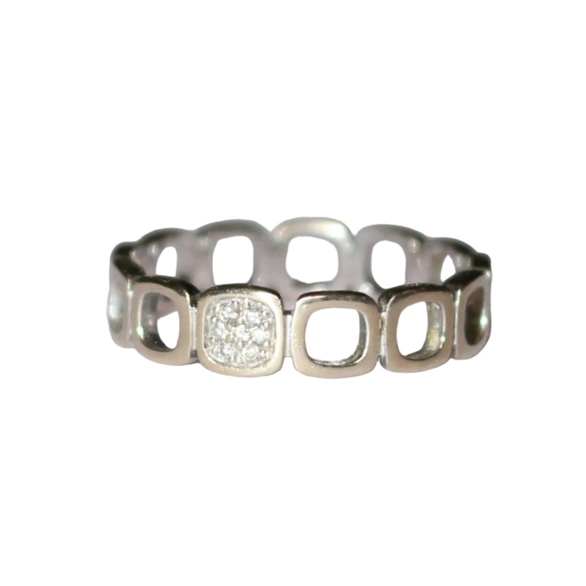Bague Alliance DINH VAN "Impression Domino" en or blanc et diamants - Castafiore