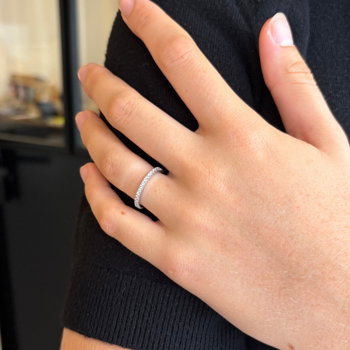 Bague Alliance en or blanc et diamants - Castafiore