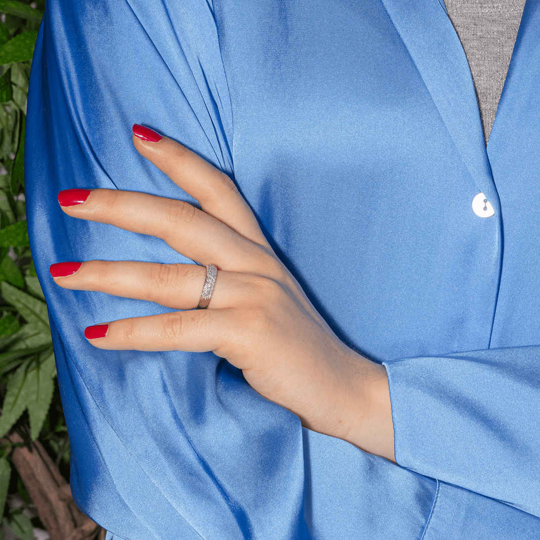 Bague Alliance en or blanc et diamants - Castafiore