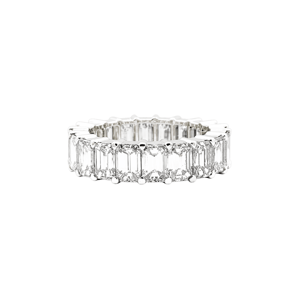 Ring alliance full tour in white gold, diamonds emerald cut.