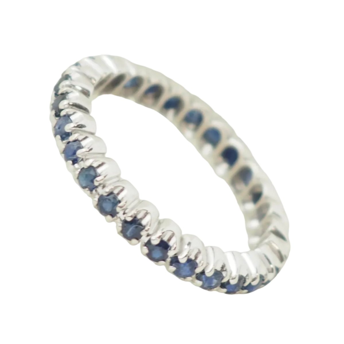 Bague Alliance en or blanc et saphirs - Castafiore