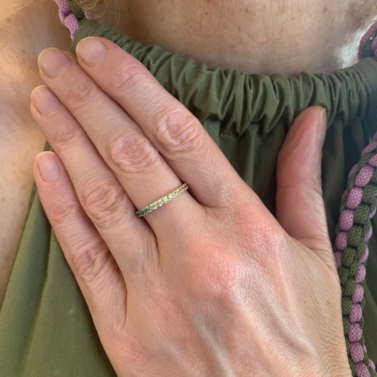 Bague Alliance en or blanc et saphirs - Castafiore