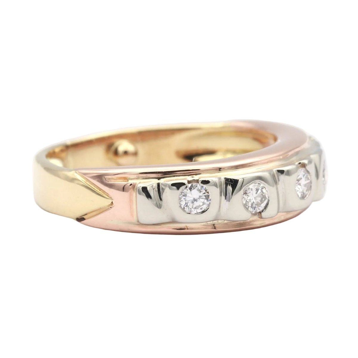 Bague Alliance en or blanc, or jaune, or rose et diamants - Castafiore