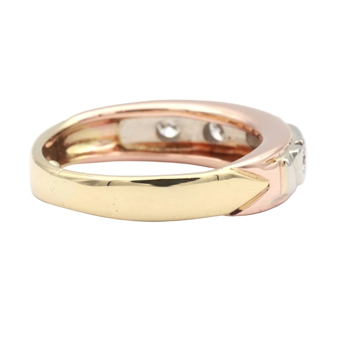 Bague Alliance en or blanc, or jaune, or rose et diamants - Castafiore