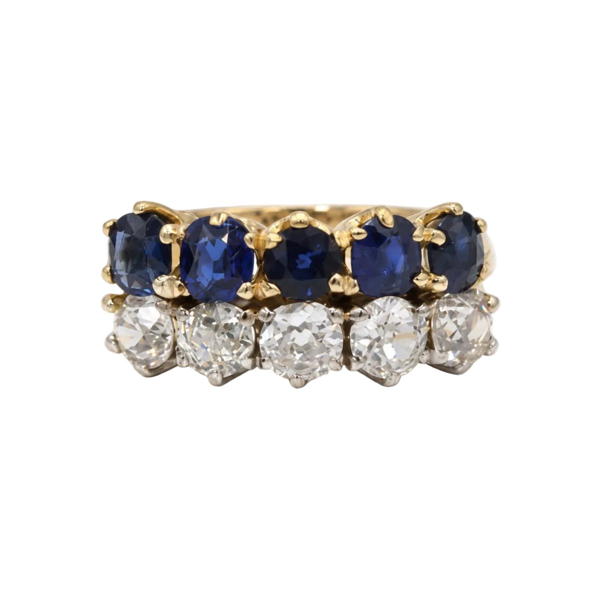 Bague Alliance en or blanc, or jaune, saphirs et diamants - Castafiore