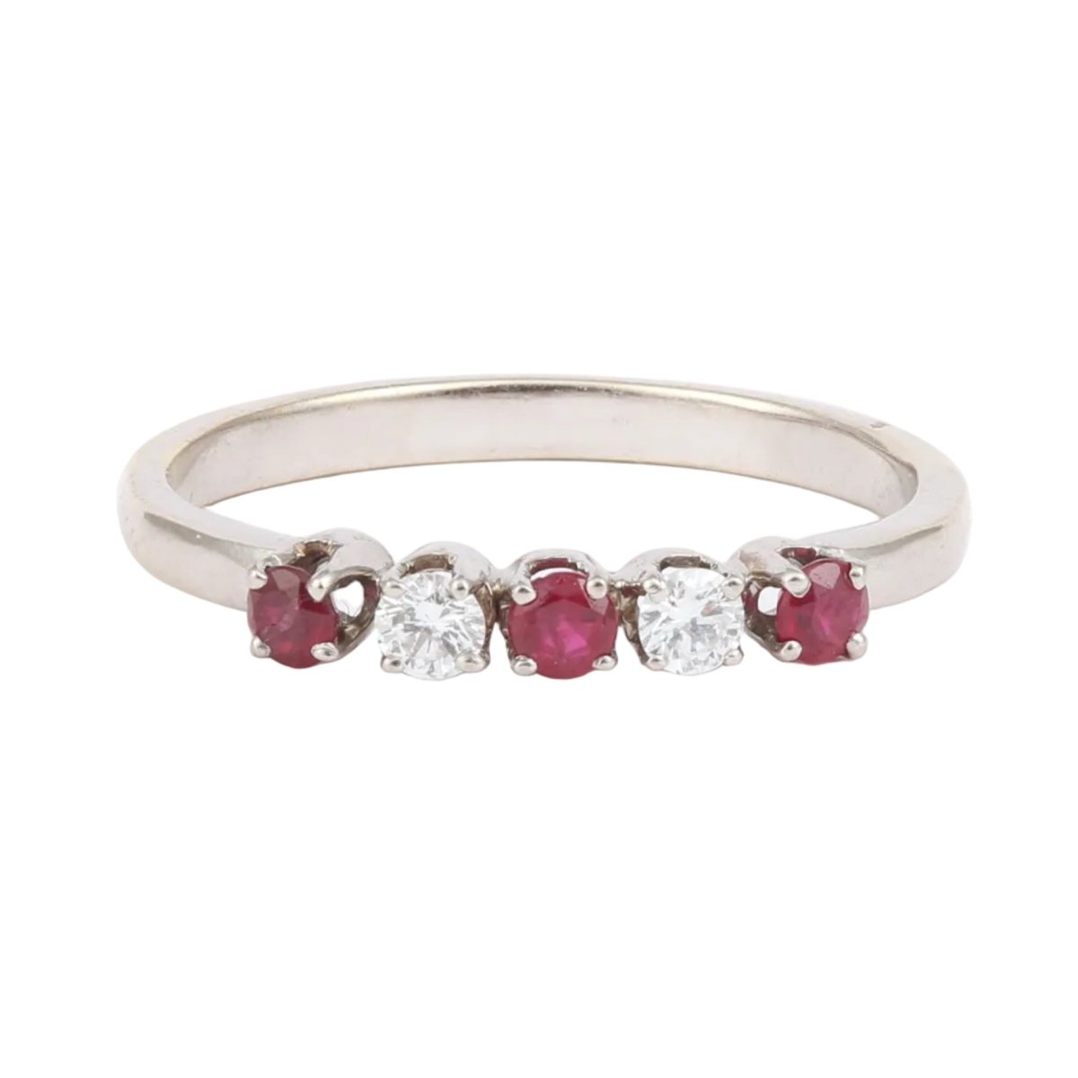 Bague Alliance en or blanc, rubis et diamants - Castafiore
