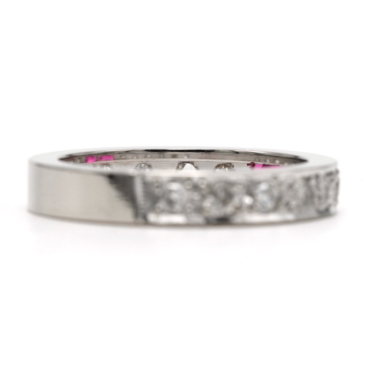 Bague Alliance en or blanc, rubis et diamants - Castafiore