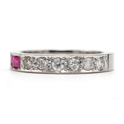 Bague Alliance en or blanc, rubis et diamants - Castafiore
