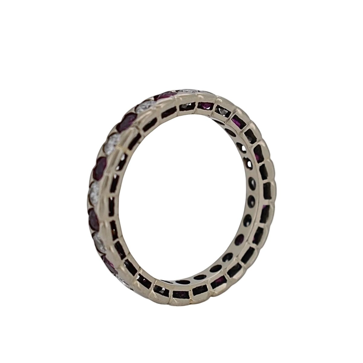 Bague Alliance en or blanc, rubis et diamants - Castafiore