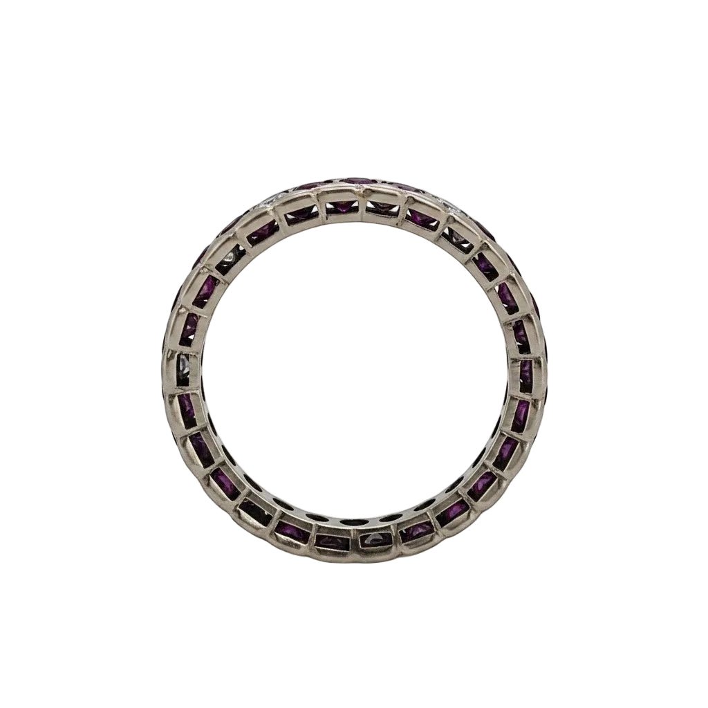 Bague Alliance en or blanc, rubis et diamants - Castafiore