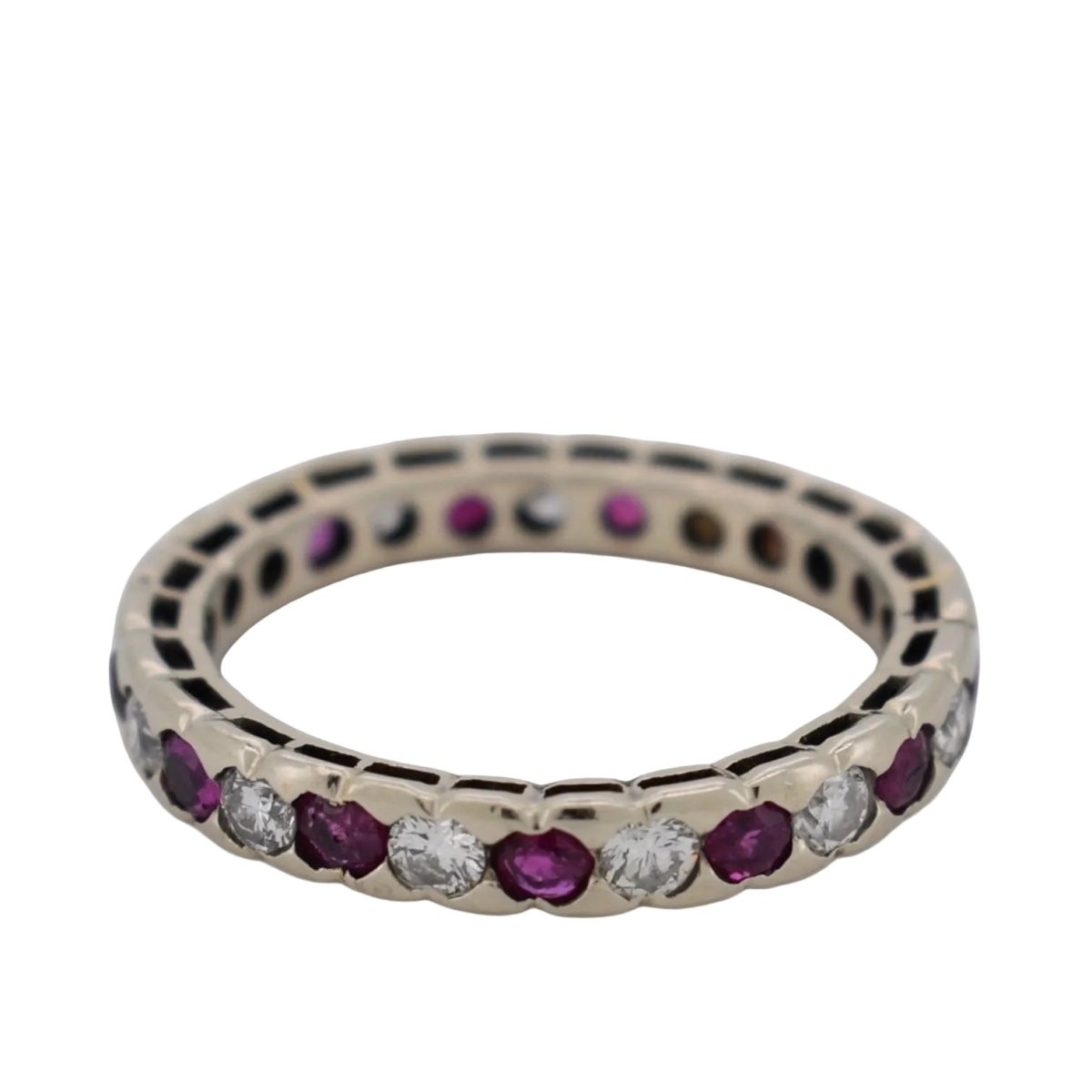 Bague Alliance en or blanc, rubis et diamants - Castafiore