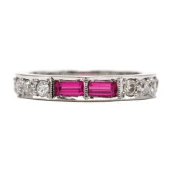 Bague Alliance en or blanc, rubis et diamants - Castafiore