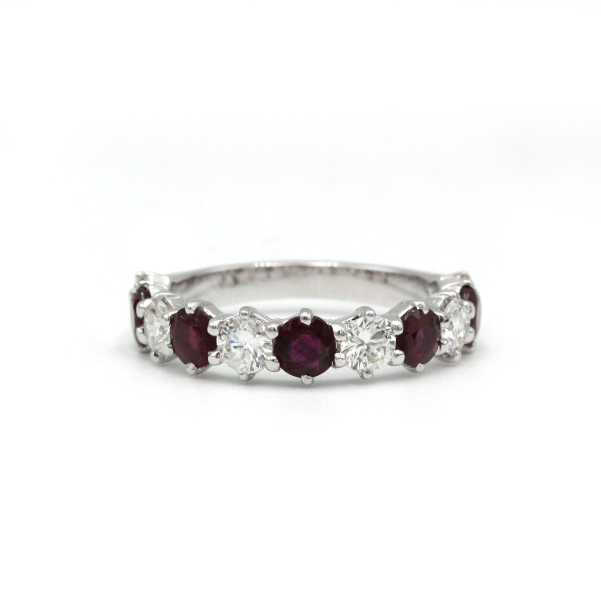Bague Alliance en or blanc, rubis et diamants - Castafiore