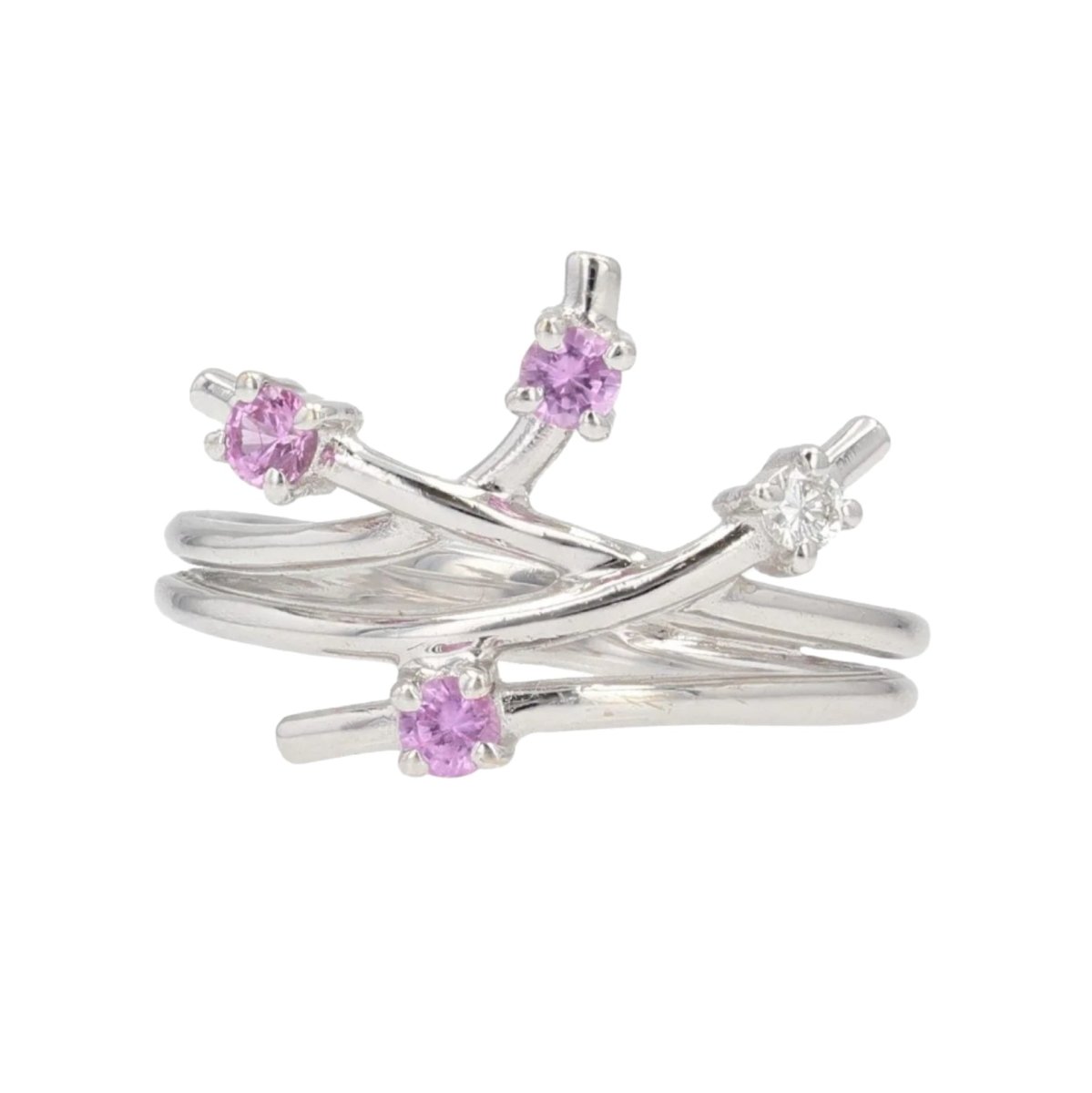 Bague Alliance en or blanc, saphirs et diamant - Castafiore