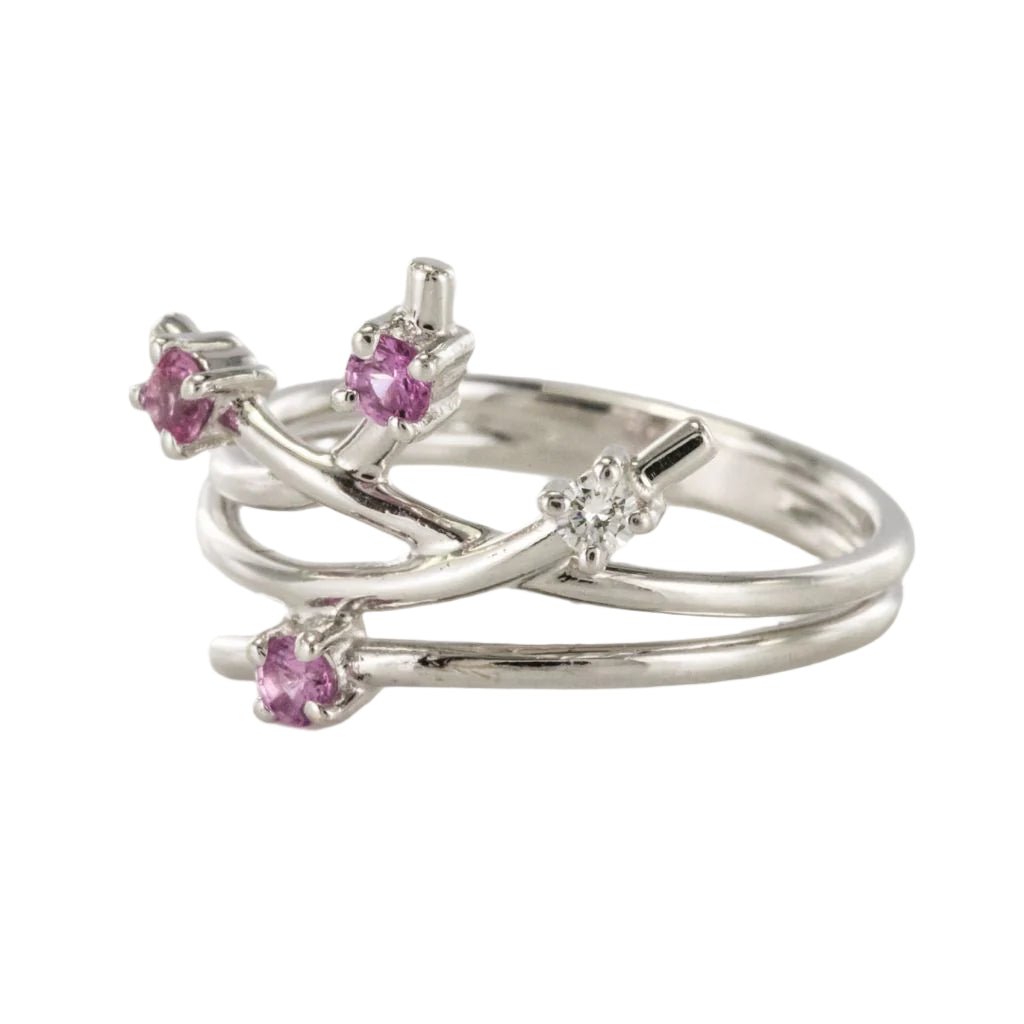 Bague Alliance en or blanc, saphirs et diamant - Castafiore