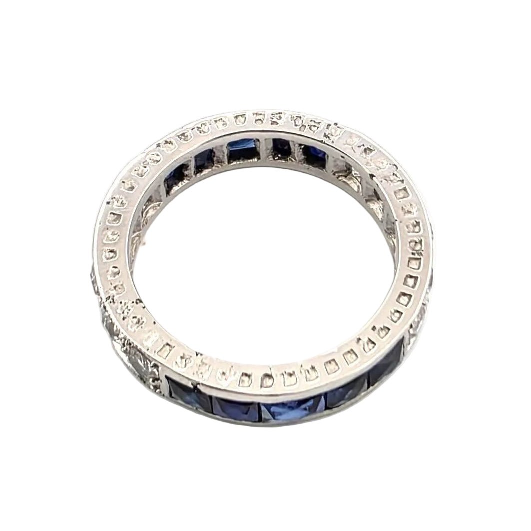 Bague Alliance en or blanc, saphirs et diamants - Castafiore