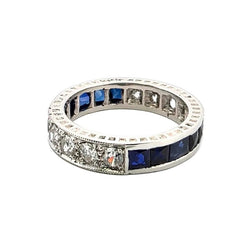 Bague Alliance en or blanc, saphirs et diamants - Castafiore