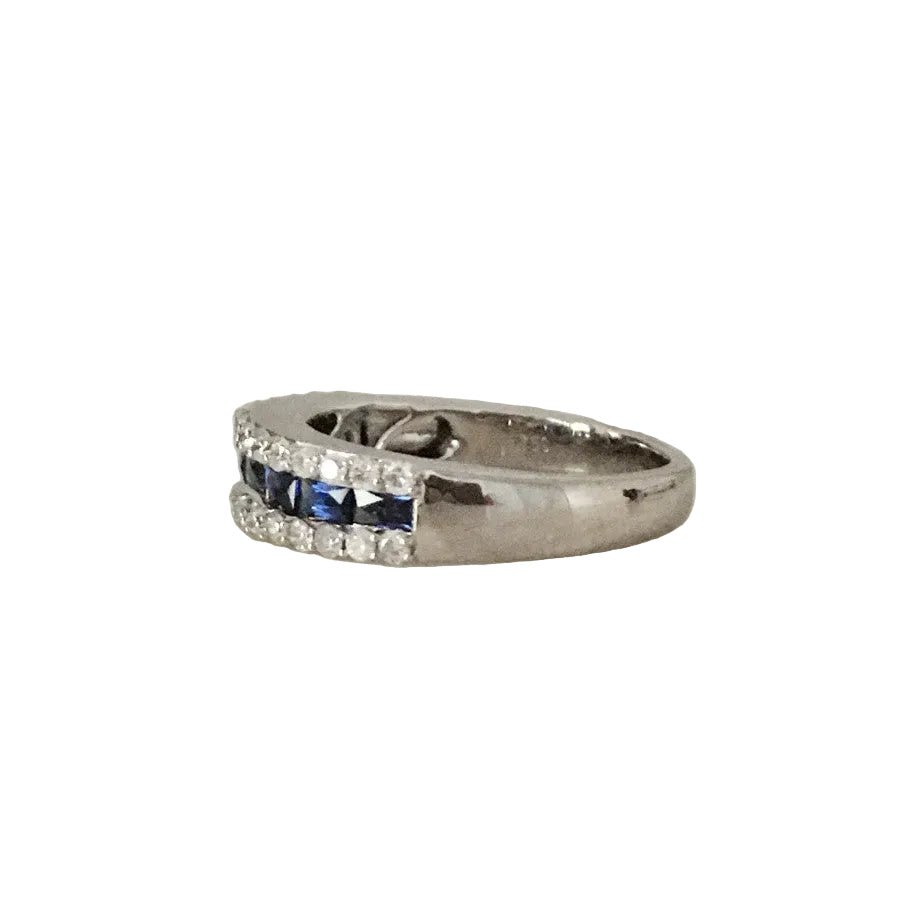 Bague Alliance en or blanc, saphirs, et diamants - Castafiore