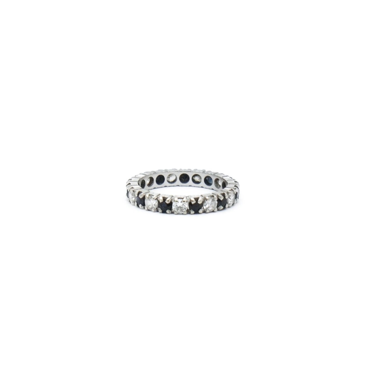 Bague Alliance en or blanc, saphirs et diamants - Castafiore