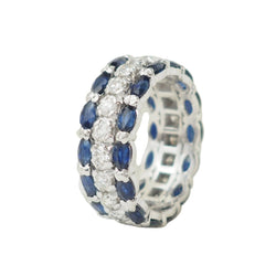 Bague Alliance en or blanc, saphirs et diamants - Castafiore