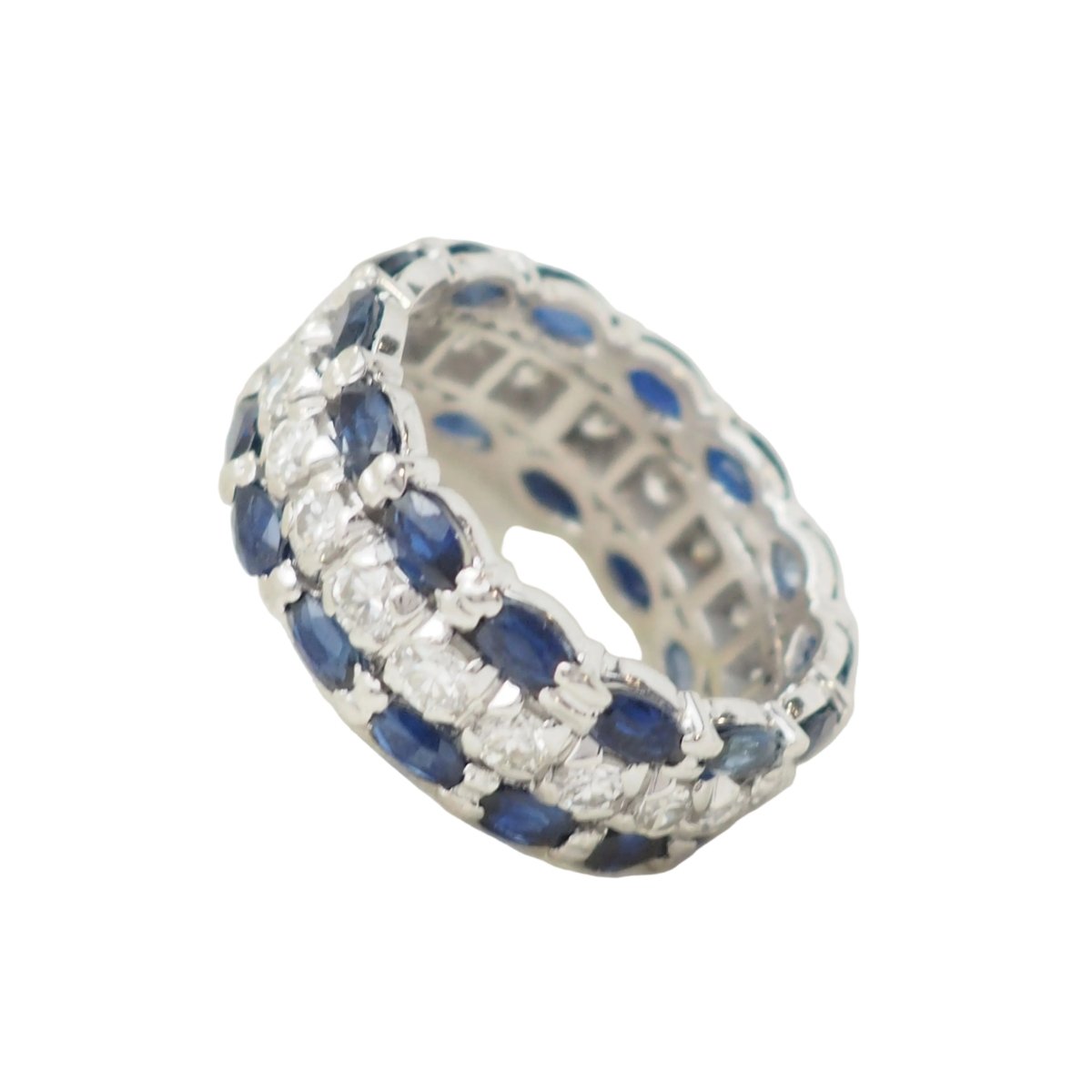 Bague Alliance en or blanc, saphirs et diamants - Castafiore