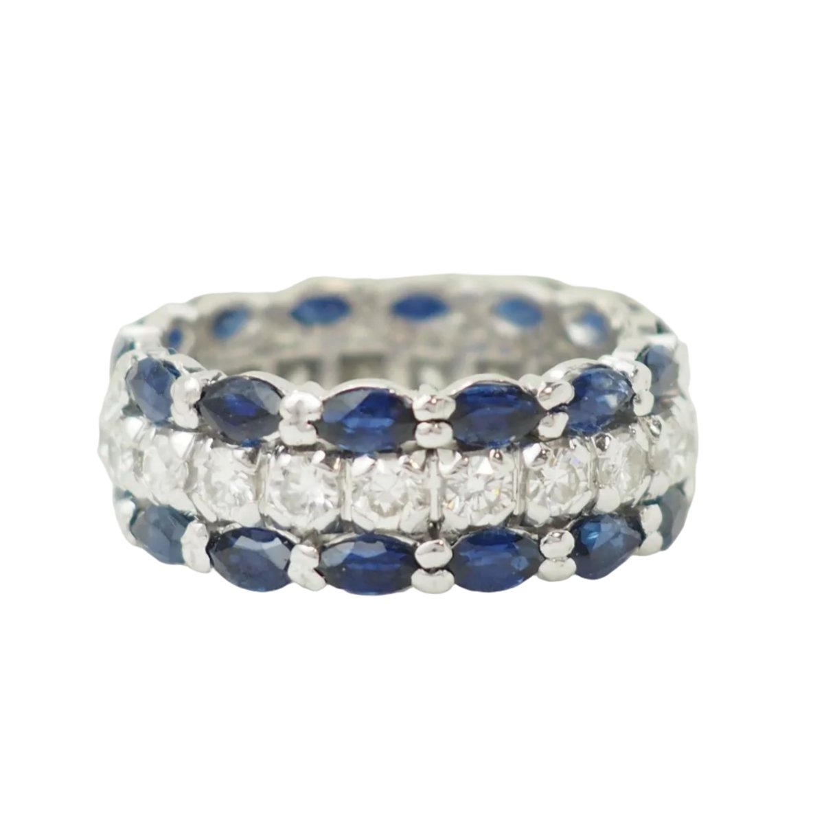 Bague Alliance en or blanc, saphirs et diamants - Castafiore