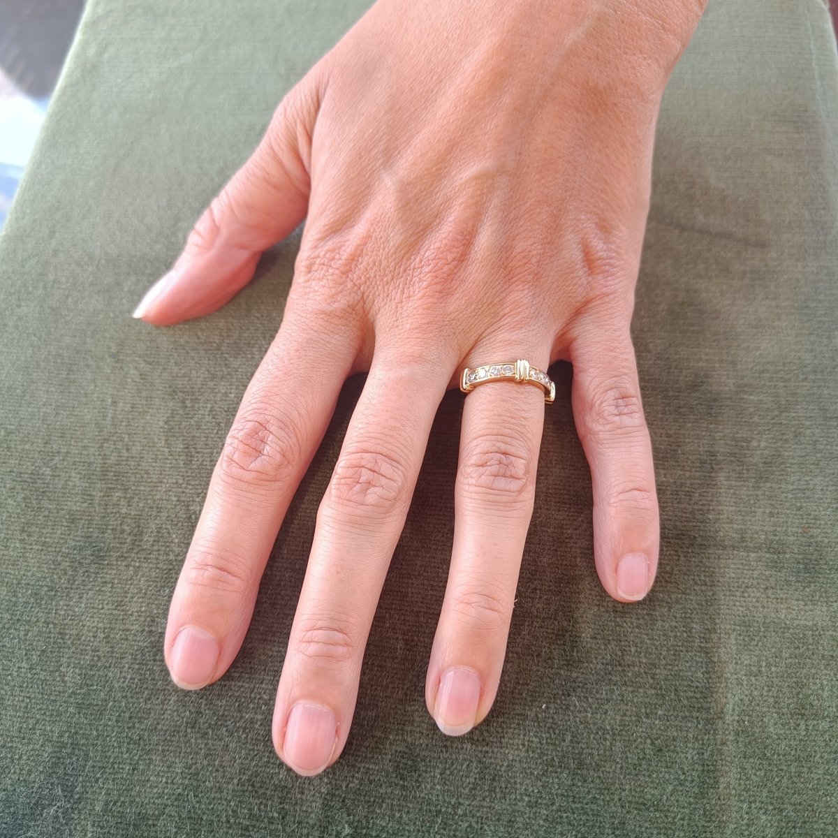 Bague Alliance en or champagne et diamants - Castafiore