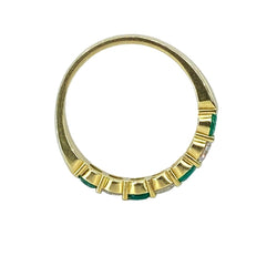Bague Alliance en or jaune, émeraudes et diamants - Castafiore