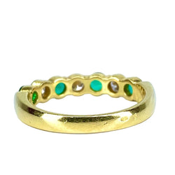 Bague Alliance en or jaune, émeraudes et diamants - Castafiore