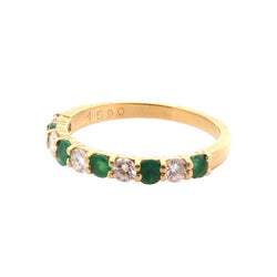 Bague Alliance en or jaune, émeraudes, et diamants - Castafiore