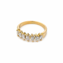 Bague Alliance en or jaune et diamants marquises - Castafiore