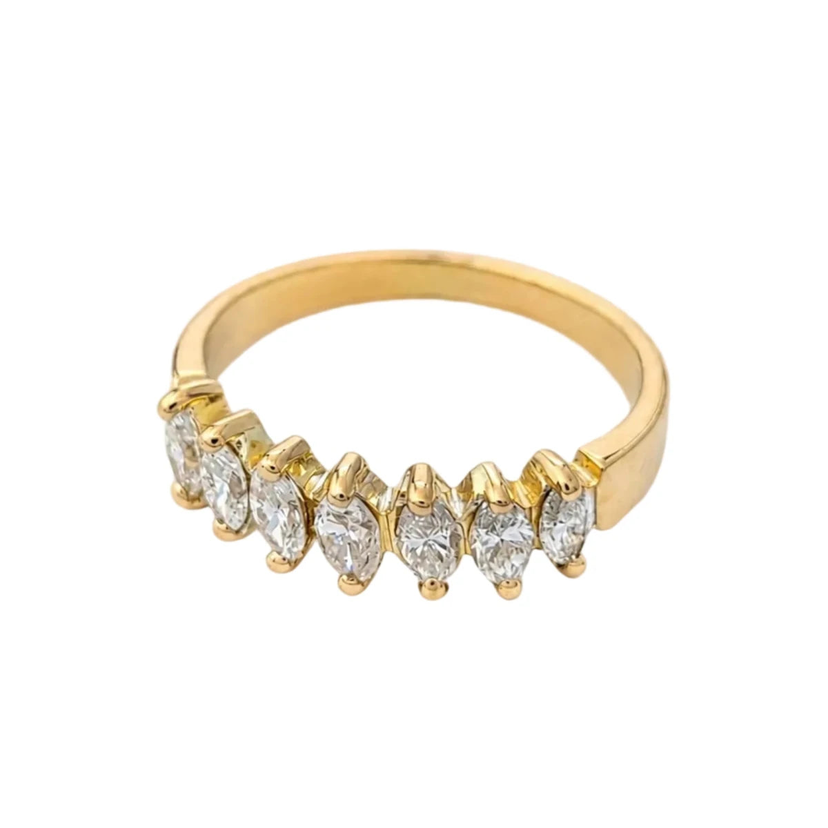 Bague Alliance en or jaune et diamants marquises - Castafiore