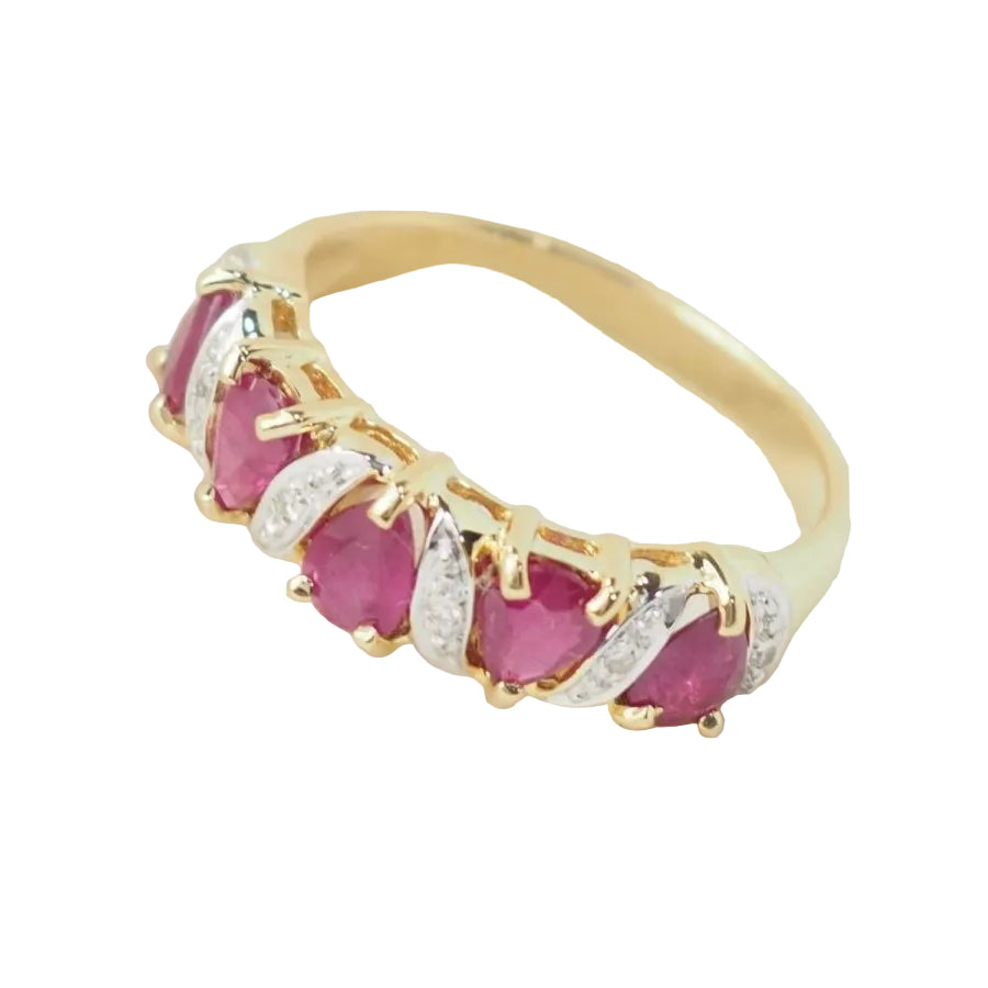 Bague alliance en or jaune et rubis - Castafiore