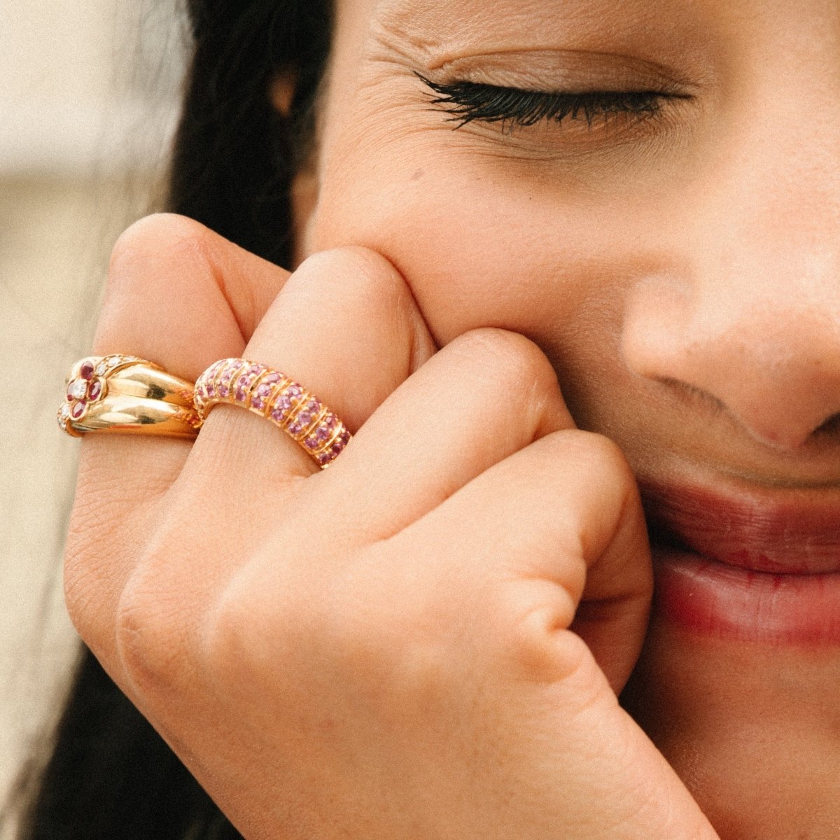 Bague Alliance en or jaune et saphirs - Castafiore