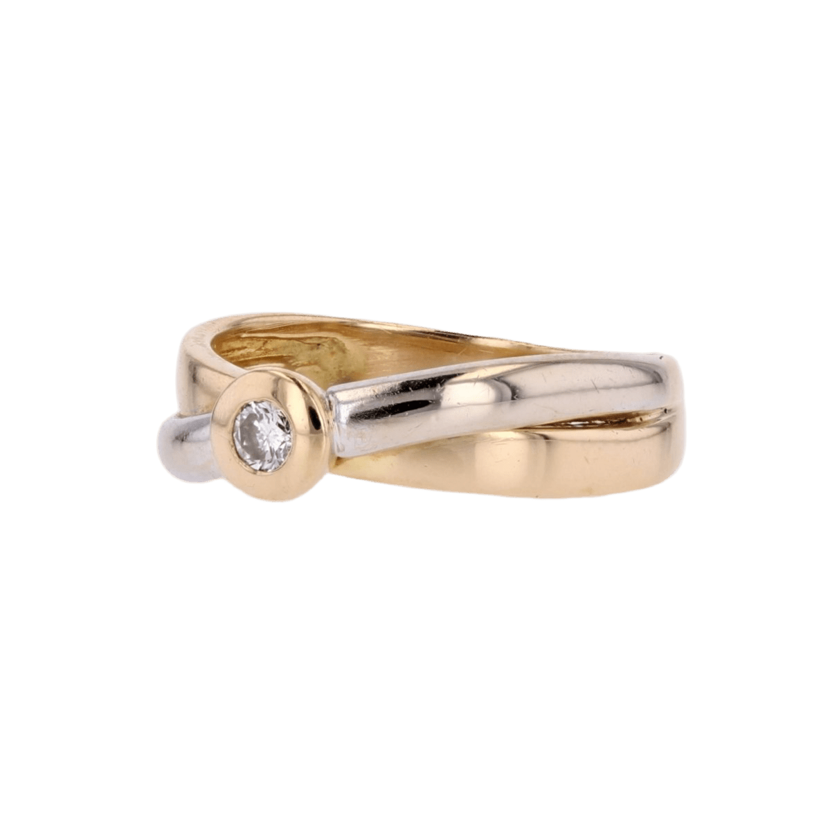 Bague Alliance en or jaune, or blanc et diamant - Castafiore